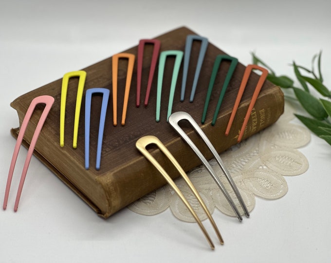 NEW Large Brass French Hair Pin, Brass Bun Holder, Handmade Brass Hair