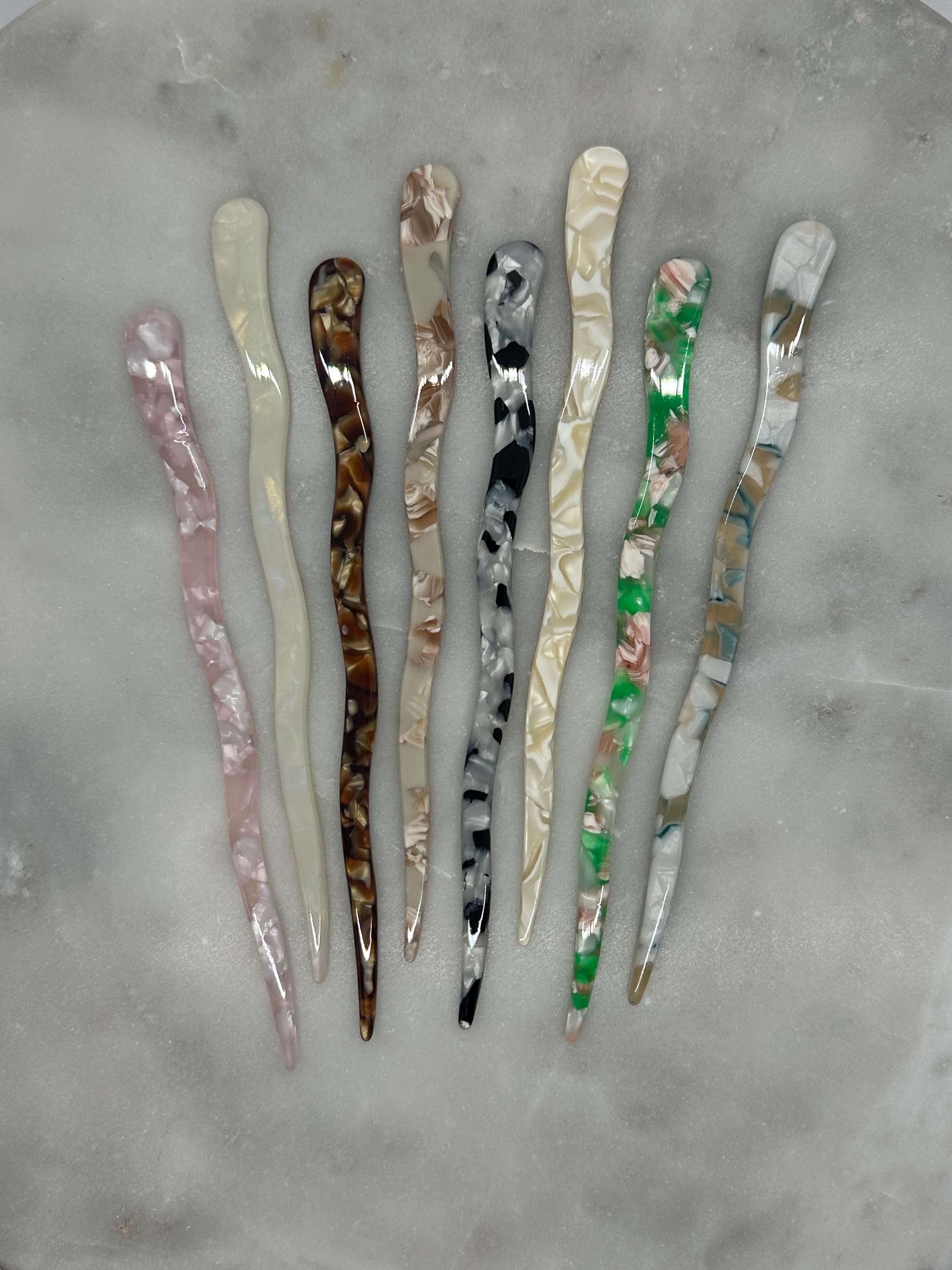 Wavy Hair Sticks, 7" Flat Hair Sticks, Vintage Style Chinese Hair Sticks, Hair Pin, Chopsticks, Bun Holder, Hair Accessories, Sticks, Retro