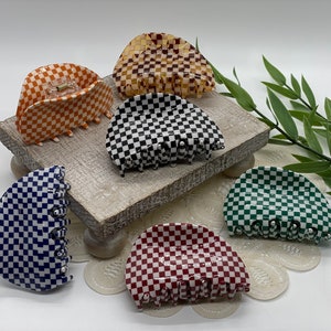 Brown Checkered Claw Clip - Etsy display picture 3
