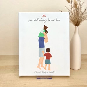 Personalized Canvas Artwork For Dad and kids, birthday gift for dad, Father&#39;s day gift, dad and toddler portrait, customizable gift for dad