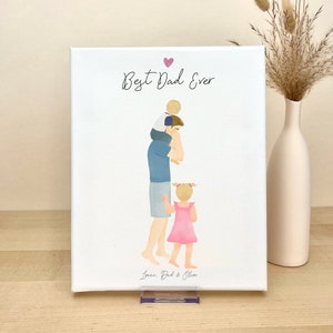 Personalized Canvas Wall Art For Dad and kids, birthday gift for dad, Father&#39;s day gift, dad and toddler portrait, customizable gift for dad