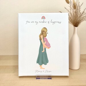 Personalized Wall Art on Canvas Mother and Daughter, birthday gift for mom, Mother&#39;s day gift, custom-made gift for mom, gift idea for her