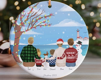 Personalized Christmas Ornament for Family, Customizable family gift, Family gift from daughter, Christmas gift idea, Family and Dog art