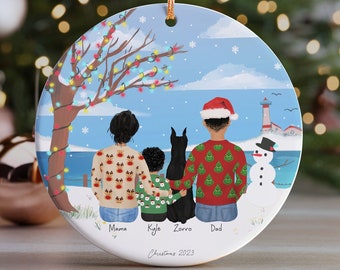 Personalized Christmas Ornament for Family, Gift idea for Her, Christmas ornament gift Idea, Family portrait, Christmas tree ornament