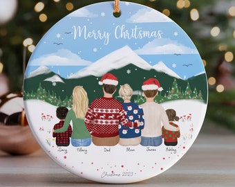 Personalized Christmas Ornament for Family, Customizable family gift, Family gift from daughter, Christmas gift idea, Family artwork