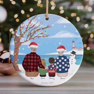 Décoration de Noël personnalisée pour grands-parents, cadeau de Noël personnalisable, cadeau de famille d'une fille, idée cadeau de Noël, décoration d'arbre image 1