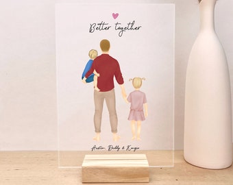 Personalized Acrylic Artwork for Father's day, birthday gift for dad, dad and toddler portrait, customizable gift for dad, dad and kids art