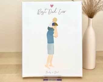 Personalized Canvas Artwork for Dad and toddler, Father's Day gift idea, son and dad print, birthday gift for dad, kids customizable print