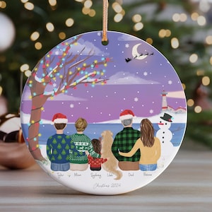 Personalized Christmas Ornament for Family, Customizable family gift, Family gift from daughter, Christmas gift idea, Family and Dog art