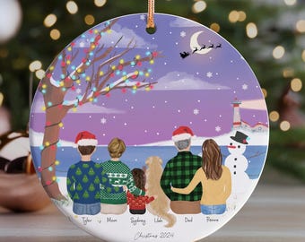 Personalized Christmas Ornament for Family, Customizable family gift, Family gift from daughter, Christmas gift idea, Family and Dog art