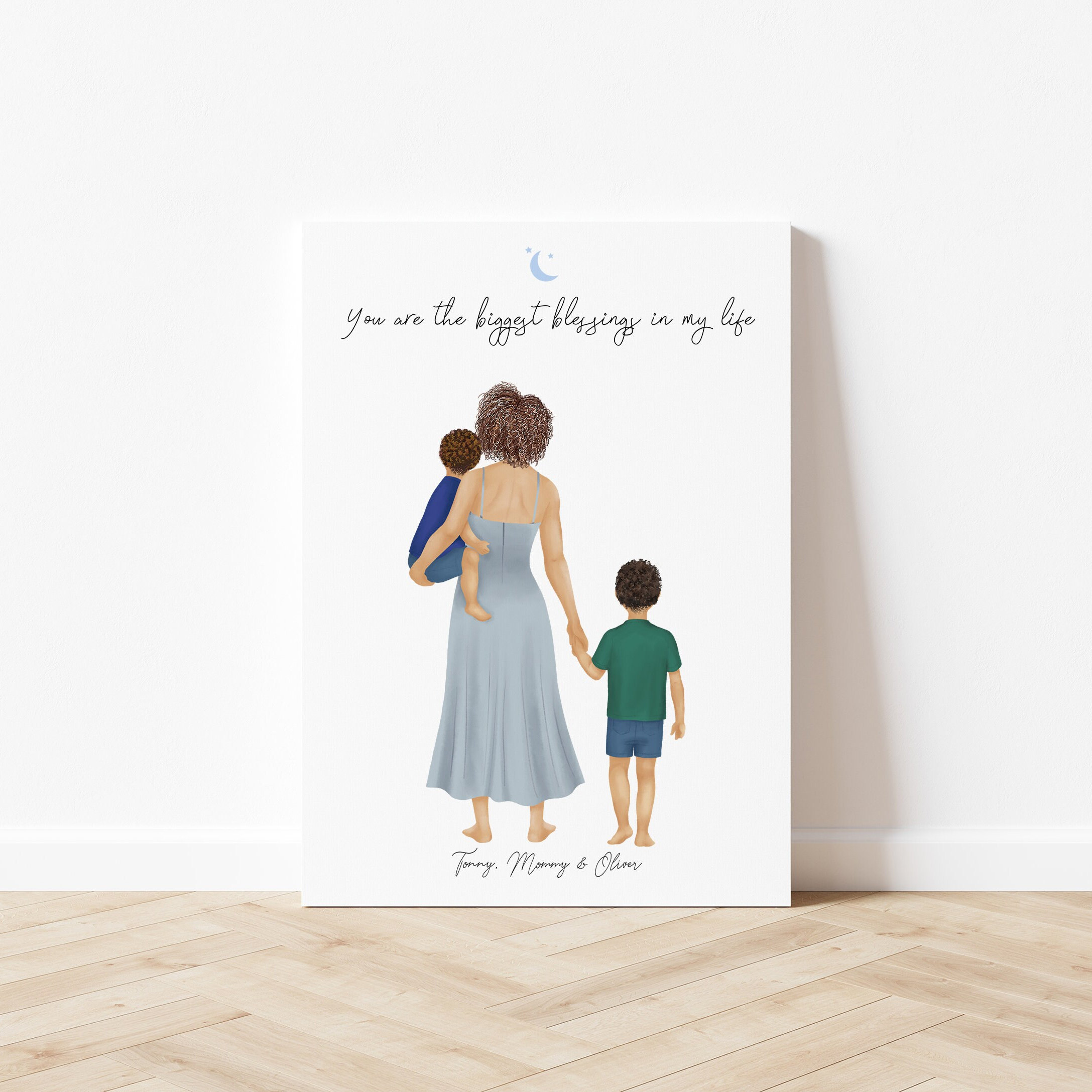 Personalized Framed Wall Art Mother and Sons, Birthday Gift for Mom ...