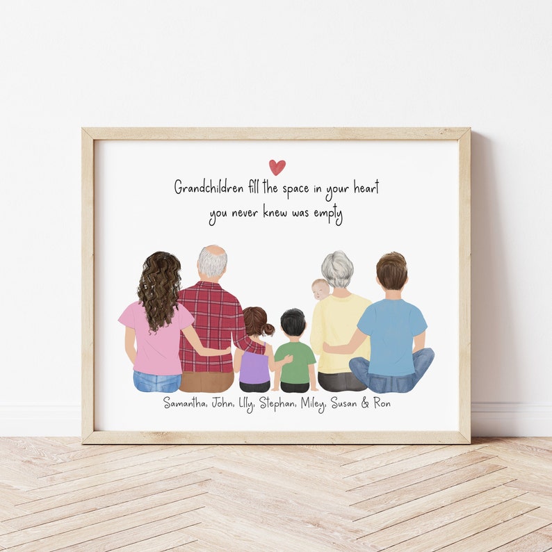 Personalized Framed Wall Art Grandparents and Children Etsy