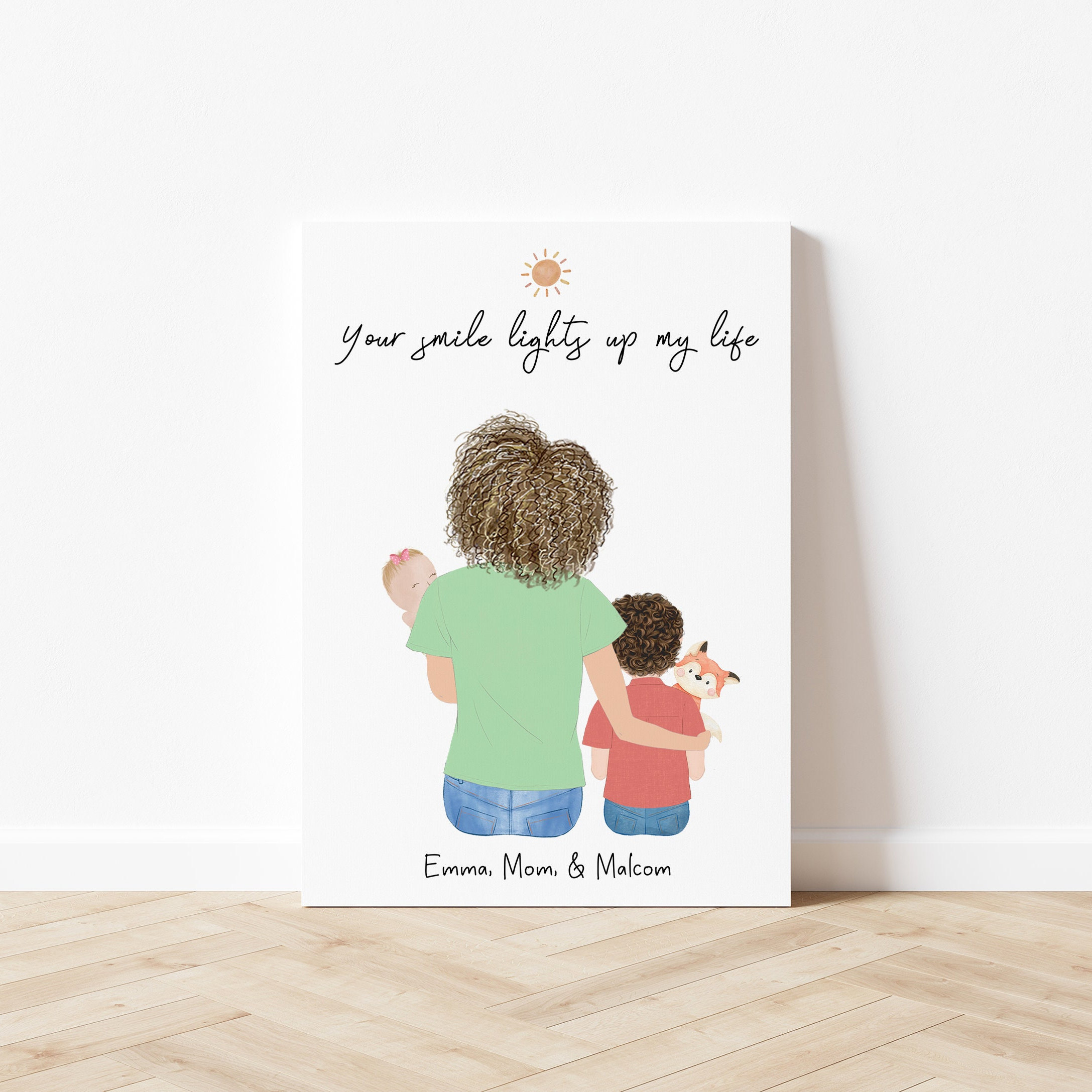 Personalized Framed Wall Art Mom With Toddler Newborn, Mother's Day ...