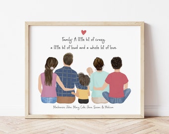 Personalized Framed Family Wall Art, Mother's day gift idea, Mom gift from daughter, Family Portrait with kids, customizable family print