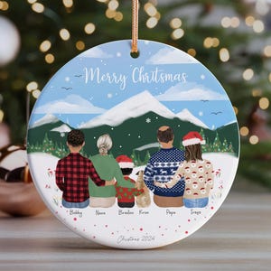 Personalized Christmas Ornament for Family, Customizable family gift, Family gift from daughter, Christmas gift idea, Family and Dog art