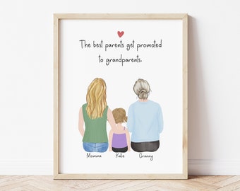 Personalized Framed Wall Art 3 generations, Mother's Day gift idea, grandmother and mom print art, Mom gift with toddler, grandma print art