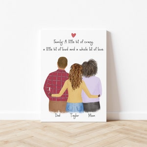 Personalized Framed Wall Art Dad Mom and Daughter, Gift Idea for ...