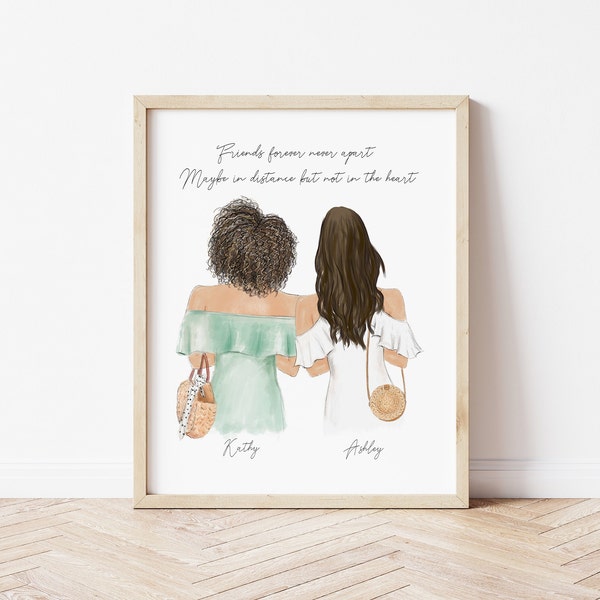 Personalized Best Friend Print, Custom Wall Art With Wood Frame