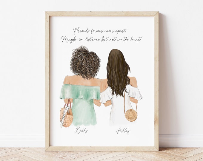 Personalized Wall Art For Best Friends, 21st birthday gift print art, girlfriend unique gift idea, anniversary gift for best friend