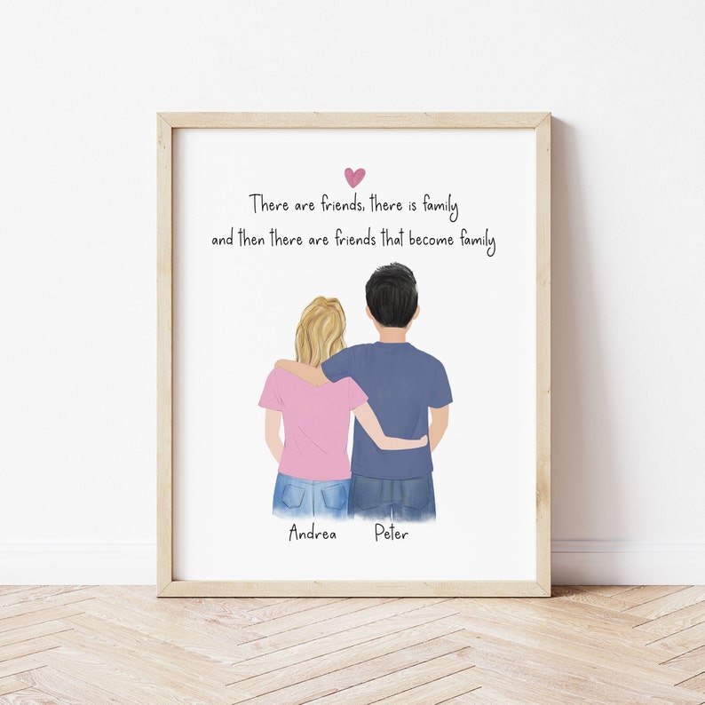 Personalized Framed Wall Art for Best friends, Best friends gift idea, print art for roommate, Birthday gift idea for BFF, Guy Best friend Medium Frame 8 x 10