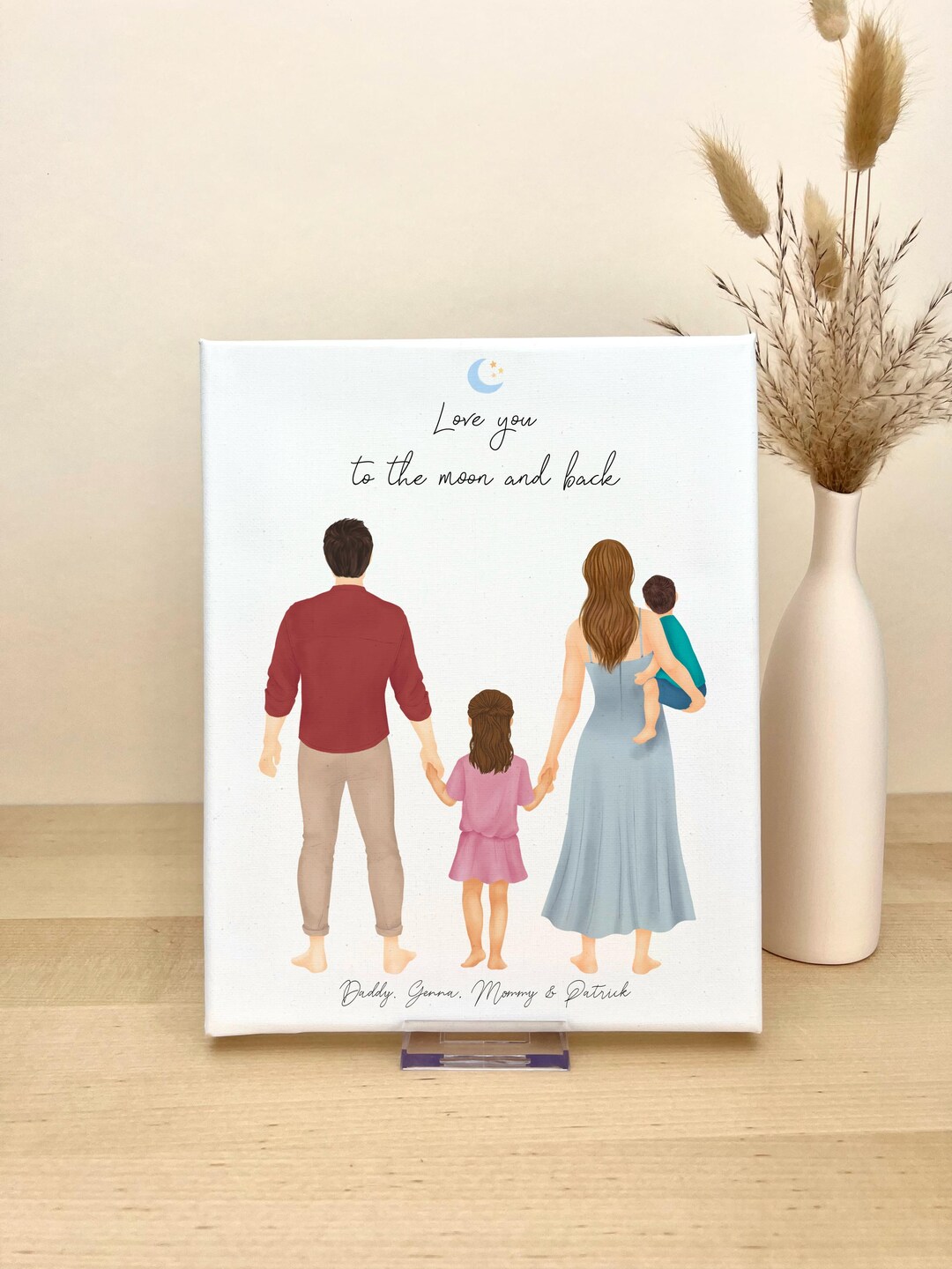 Personalized Canvas Wall Art Dad Mom and Kids, Mother's Day Gift Idea ...