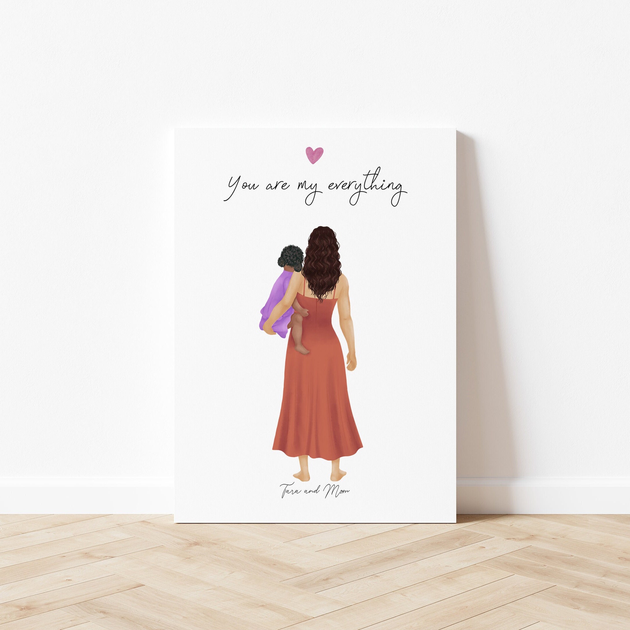 Personalized Framed Wall Art for Mother With Daughter, Mom and Baby ...