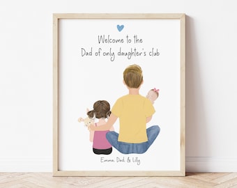 Personalized Dad and Kids Framed Art Print, Father's Day Gift