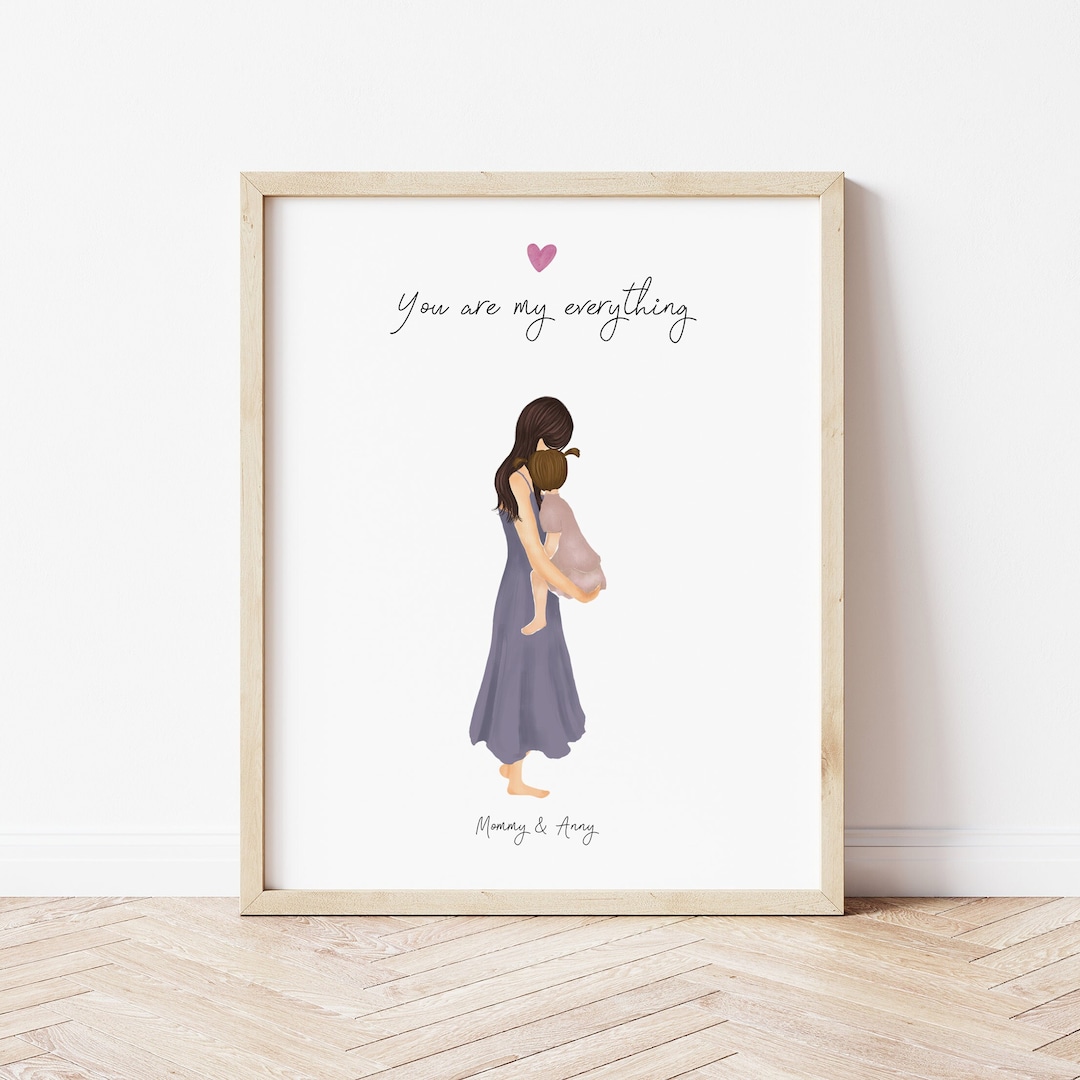 Personalized Framed Wall Art for Mother With Daughter, Mom and Baby ...