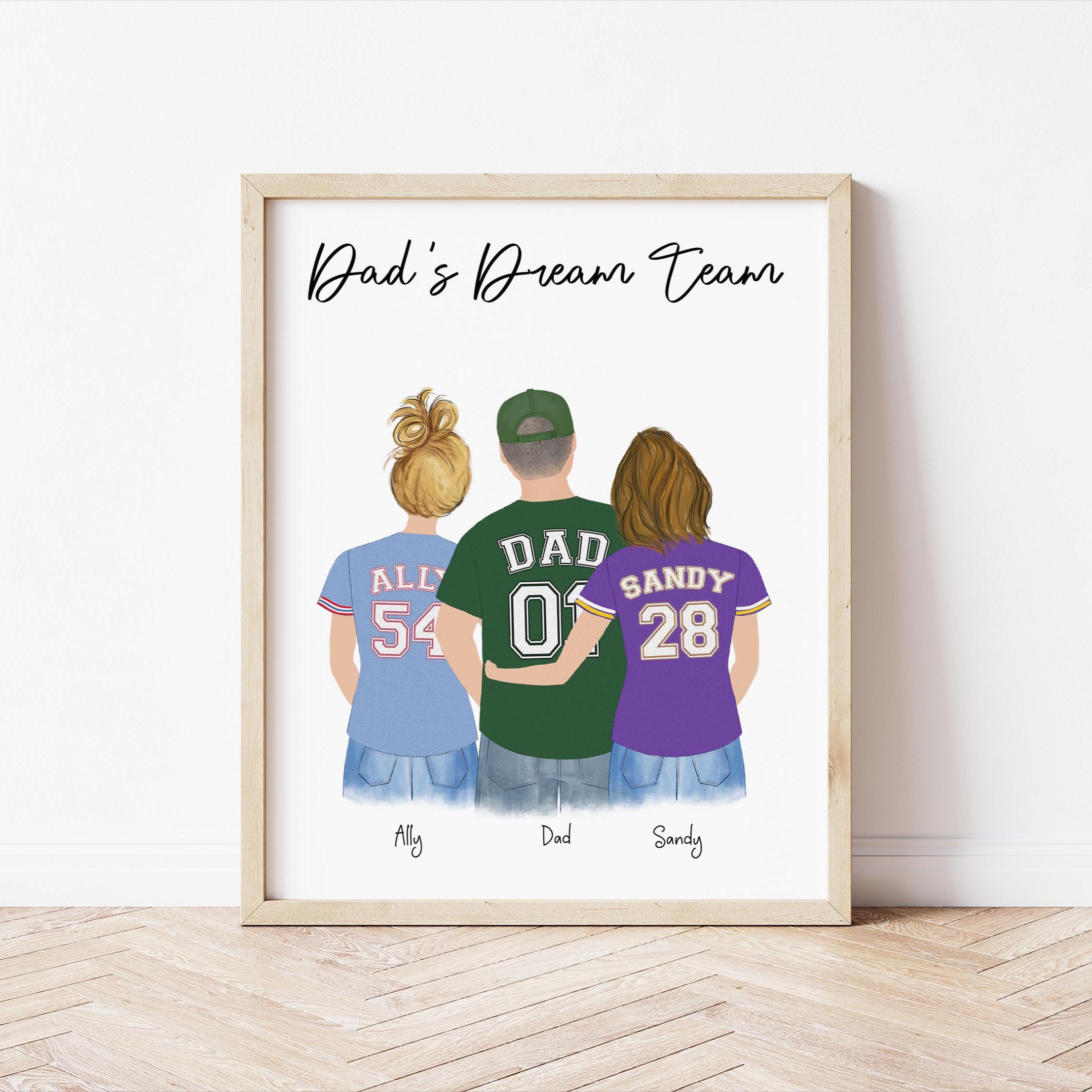Personalized Framed Wall Art Dad and Daughters, Father's Day Gift Idea ...