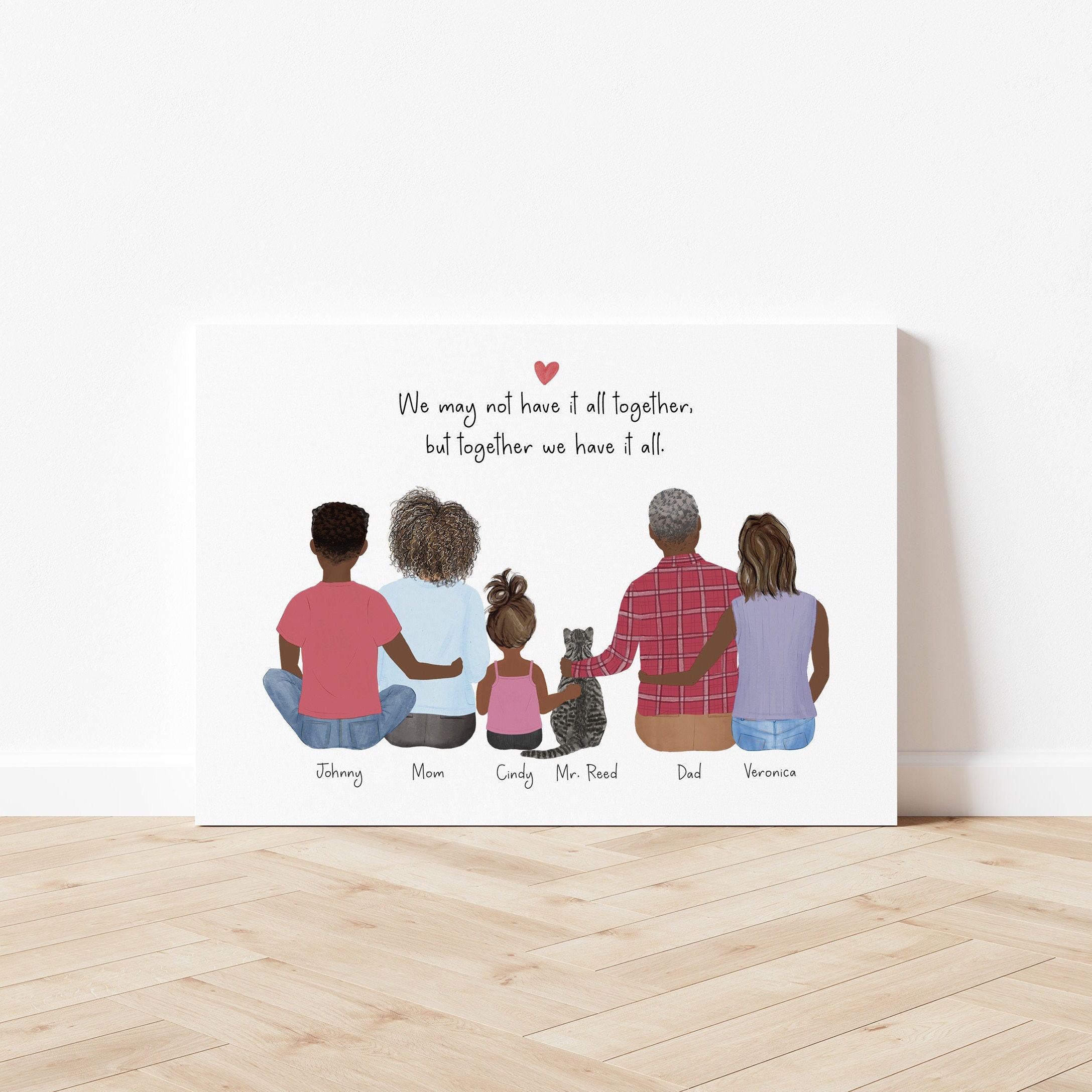 Personalized Framed Wall Art Family and Cat, Mother's Day Gift Idea ...
