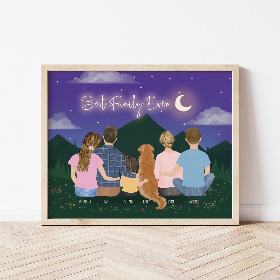 Personalized Framed Wall Art With Family and Pet, Birthday Gift for Her ...