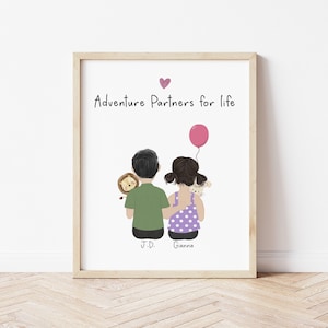 Personalized Framed Wall Art for Toddlers, Siblings print art, Mother's Day gift, Kids portrait, Kids art for playroom,  Brother Sister art