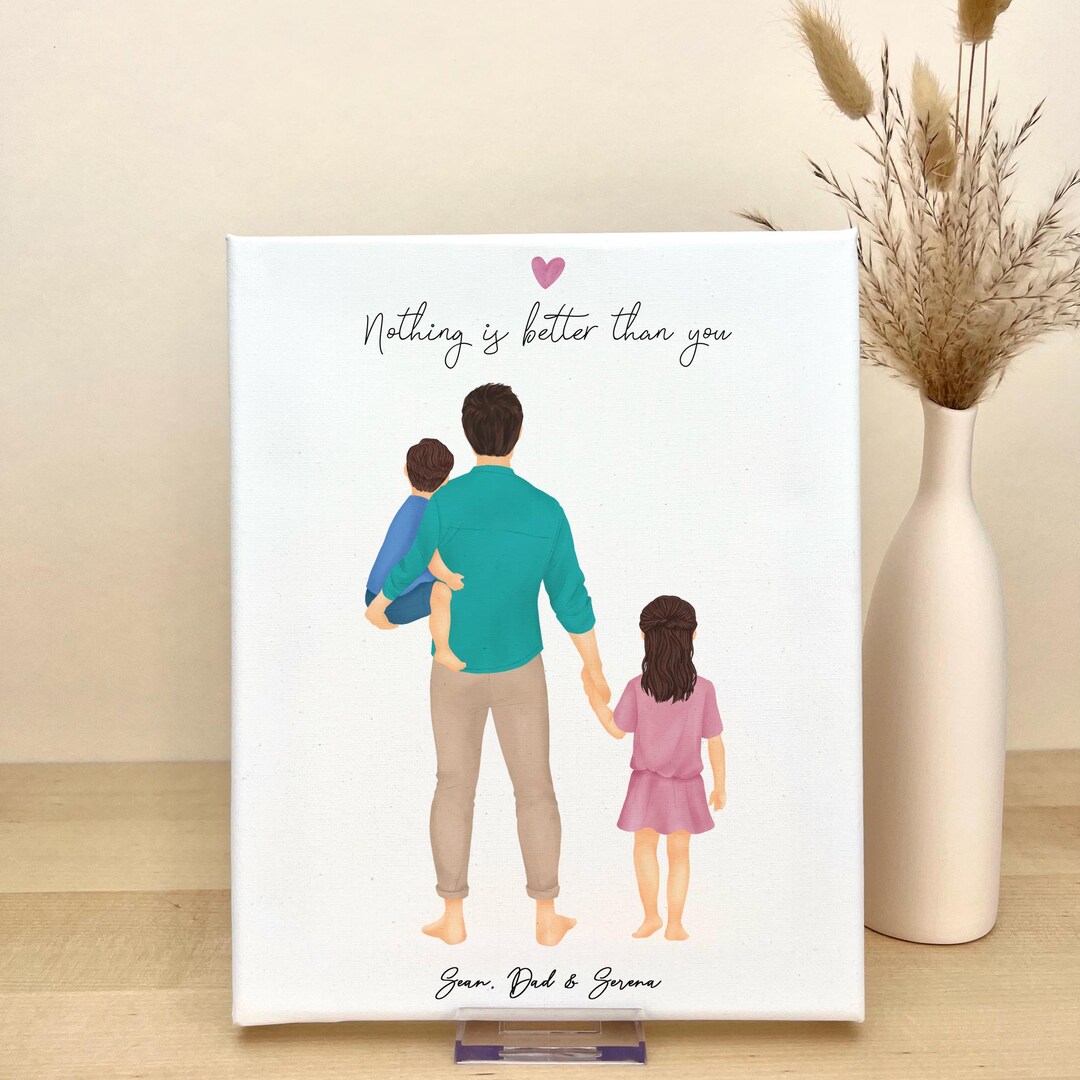 Personalized Canvas Wall Art for Dad and Kids, Birthday Gift for Dad ...