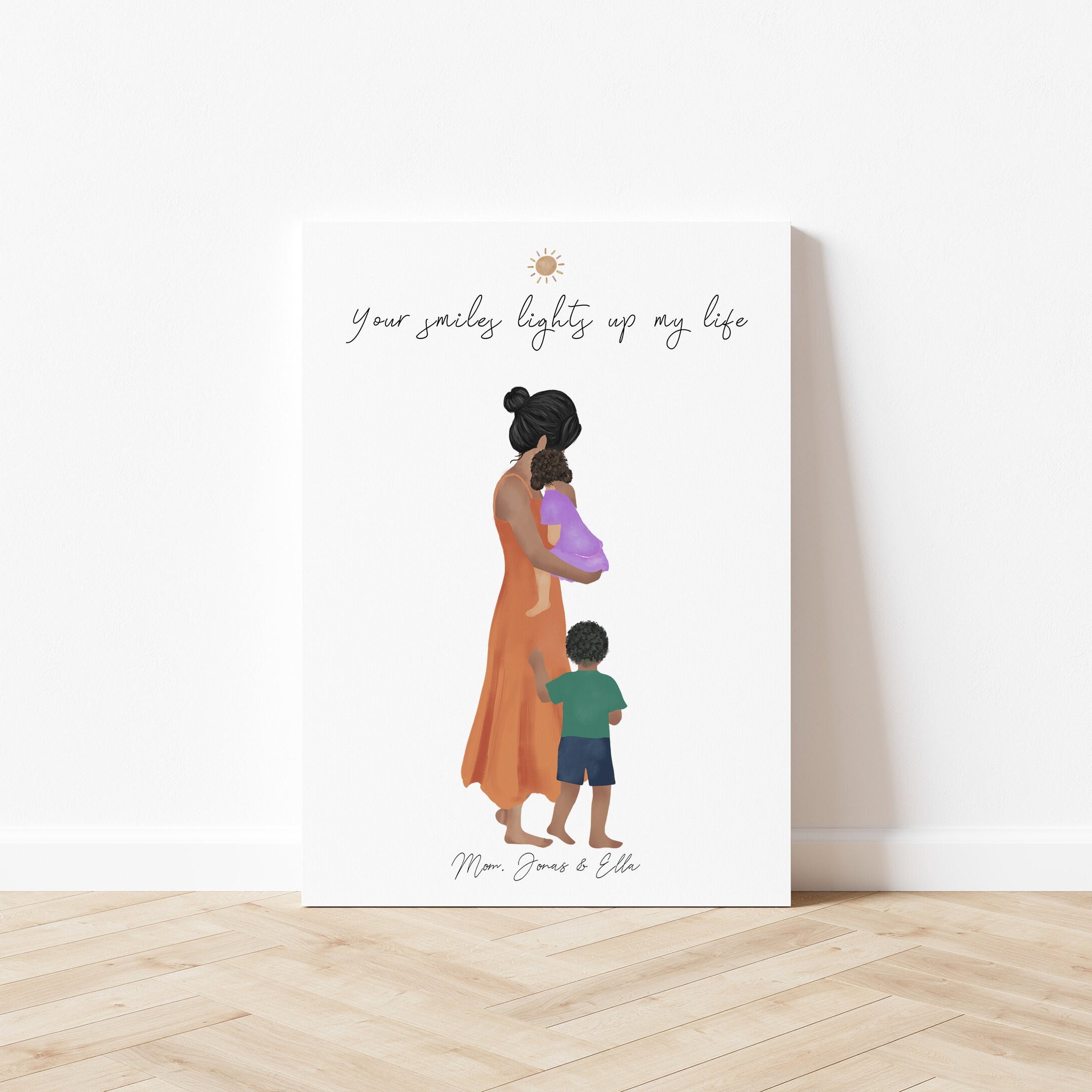 Personalized Framed Wall Art Mother and Kids, Mother's Day Gift ...