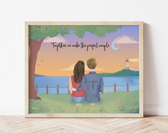 Personalized Framed Wall Art for Couples with Background, birthday gift for her, Gift idea for him, Valentines Gift Idea, Christmas Gift