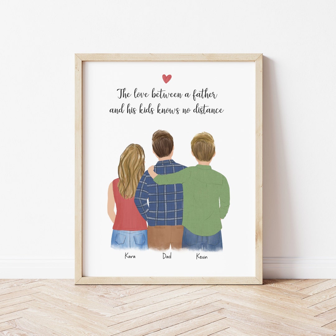 Personalized Framed Wall Art Dad and Kids, Father's Day Gift Idea ...