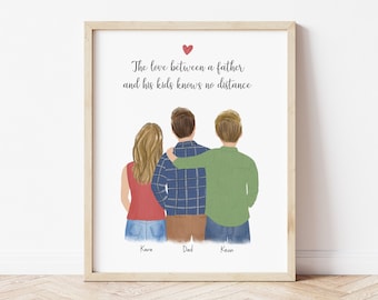 Personalized Framed Wall Art Dad and kids, Father's Day gift idea, siblings gift for father, customizable print art dad, birthday gift idea