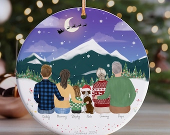 Personalized Christmas Ornament for Family, Customizable family gift, Family gift from daughter, Christmas gift idea, Family and Dog art