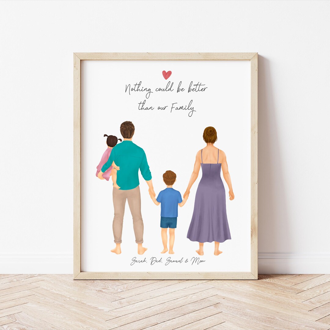 Personalized Framed Wall Art Dad Mother and Kids, Birthday Gift for Mom ...