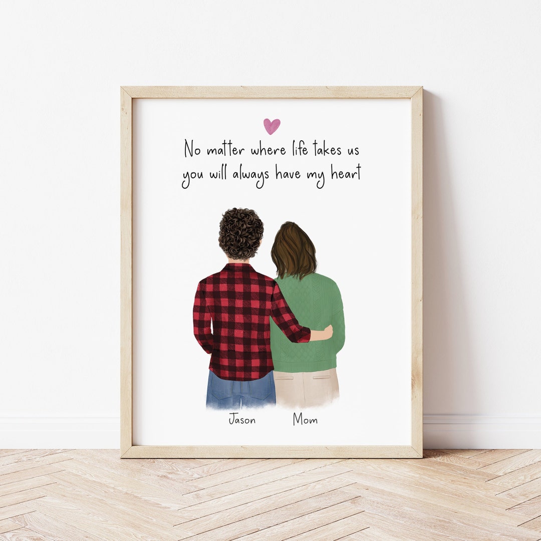 Personalized Framed Wall Art With Mother and Son, Customizable Gift for ...