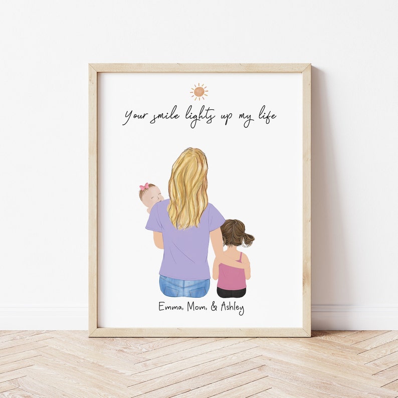 Personalized Framed Wall Art Mom With Toddler Newborn, Mom and Baby ...