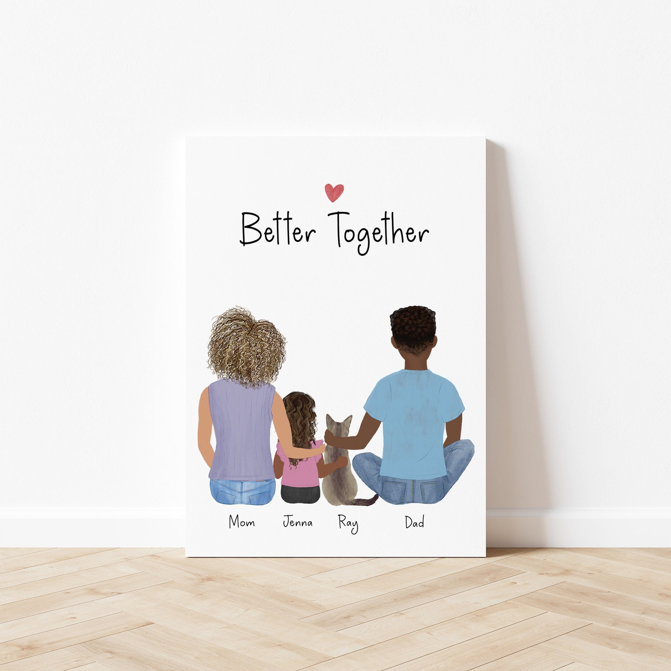 Personalized Framed Wall Art Family With Cat, Mother's Day Gift Idea ...