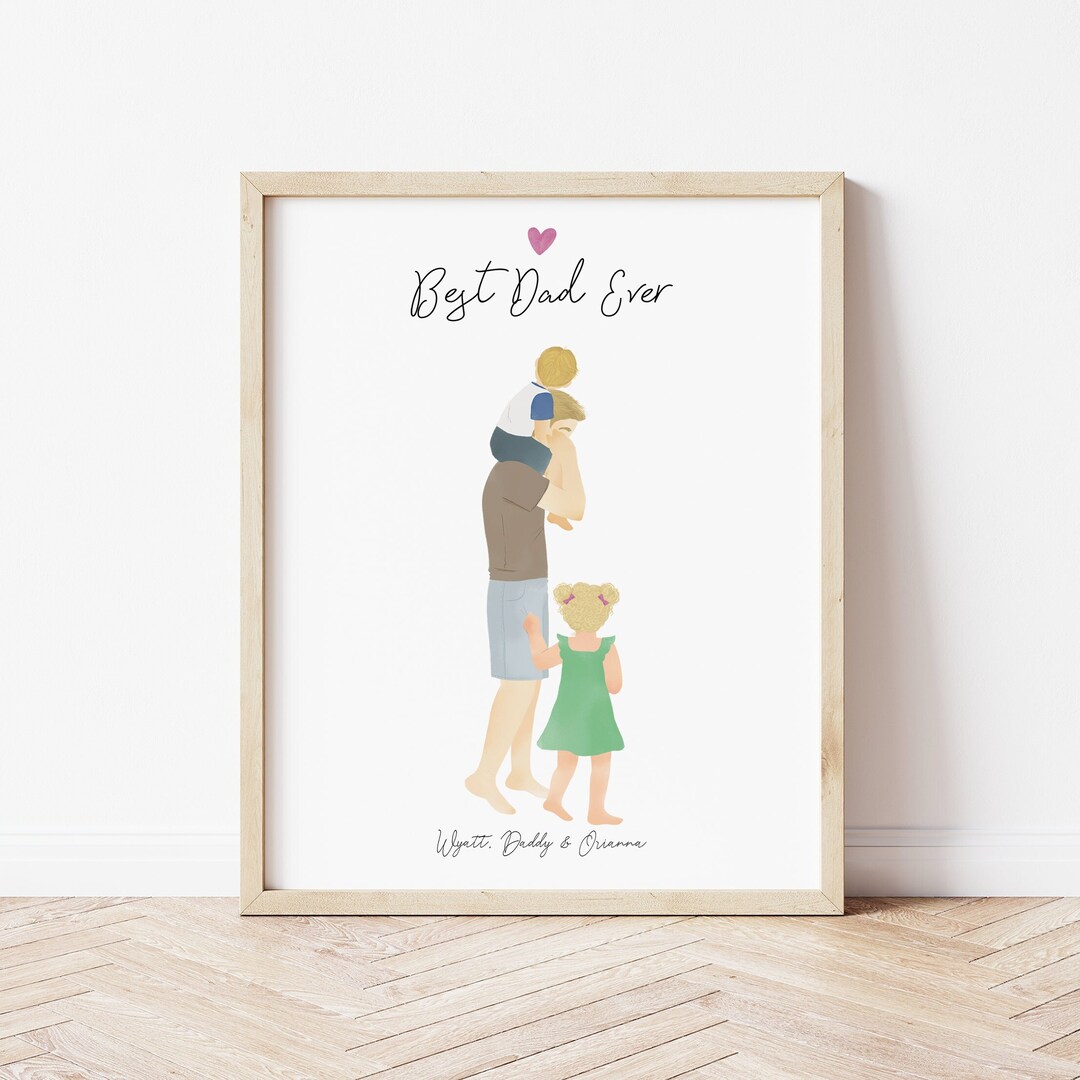 Personalized Framed Wall Art Father and Kids, Father's Day Gift ...