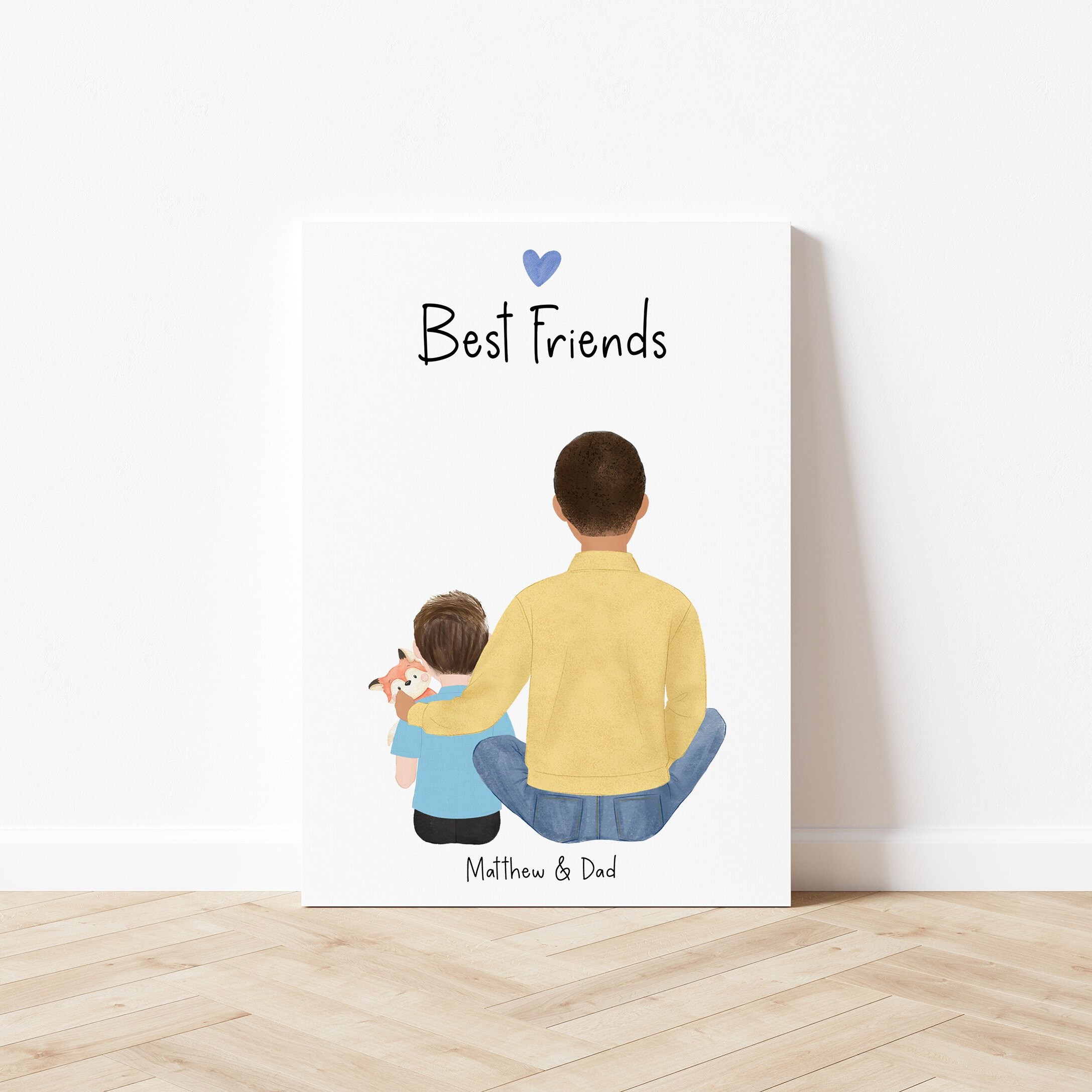 Personalized Framed Wall Art Father and Toddler, Son and Dad Print ...