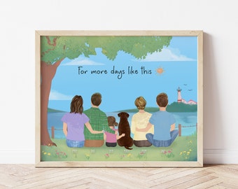 Personalized Framed Wall Art with Family and pet, birthday gift for her, Anniversary gift for parents, Mom and Dad art, Mother's Day gift