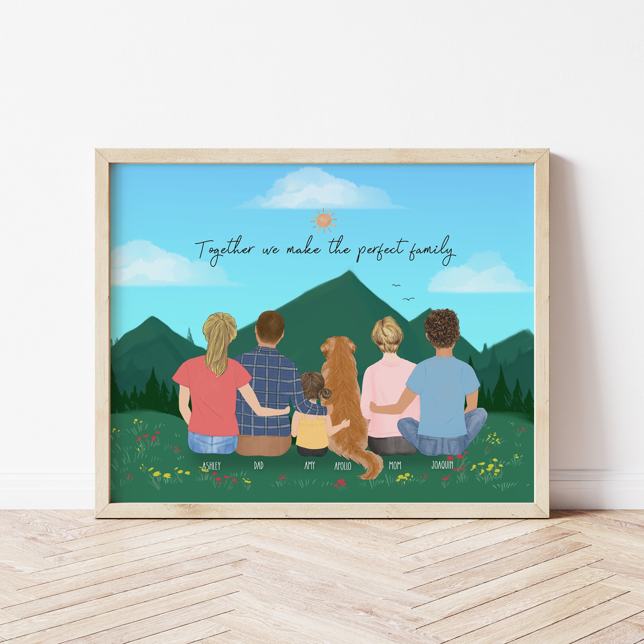 Personalized Framed Wall Art With Family and Pet, Birthday Gift for Her ...
