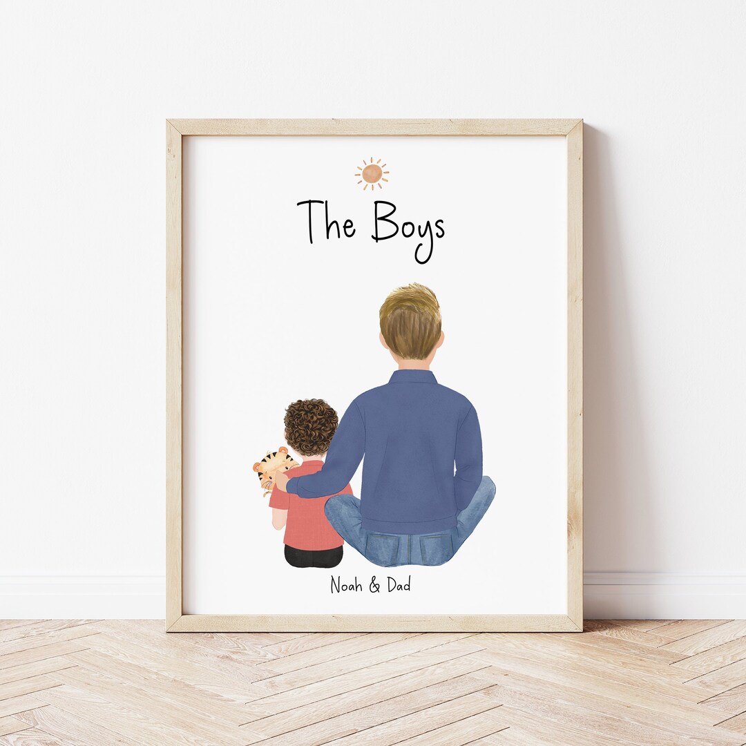 Personalized Framed Wall Art Father and Toddler, Son and Dad Print ...
