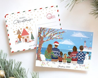 Personalized Christmas Postcards with Envelope for Family, Holidays postcards for family and friends, customizable postcards, Christmas Card