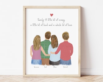 Personalized Family Illustration, Custom Portrait Art, Mother's Day Gift