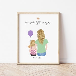 Personalized Framed Wall Art Mom and toddler, Mother's day gift, birthday gift for mom, kids customizable print, daughter and mom print